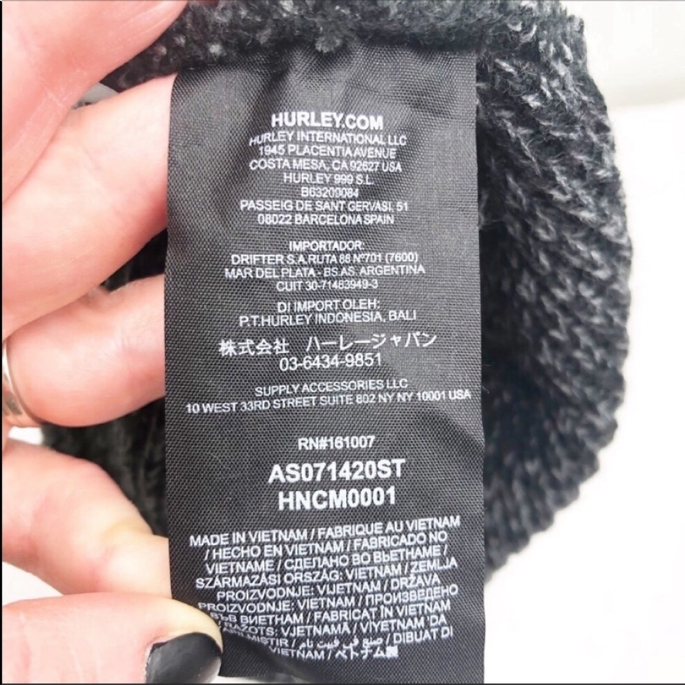 Hurley Unisex Max Cuff Slouchy 2.0 Knit Black Gray Beanie Winter Space Dye - Picture 6 of 11